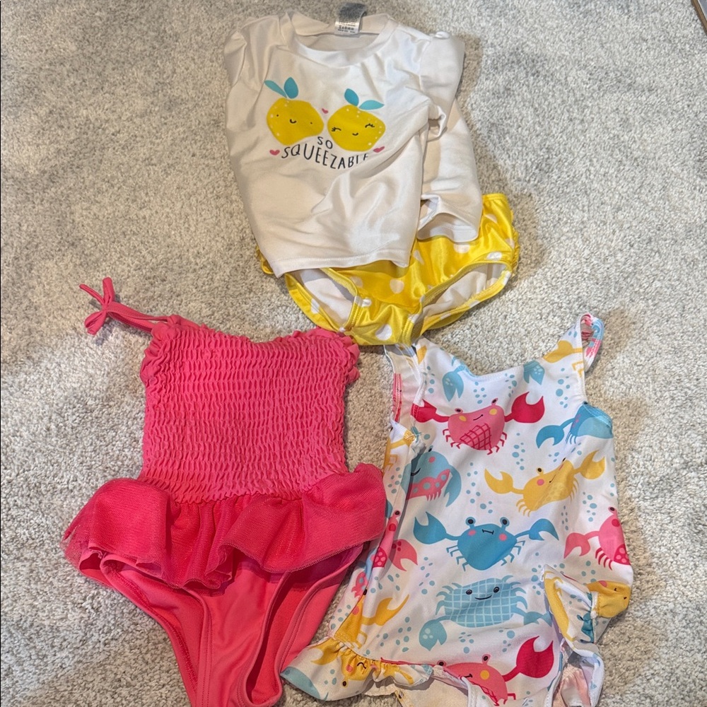 Colorful Kids One Piece Swimsuit Set Bundle